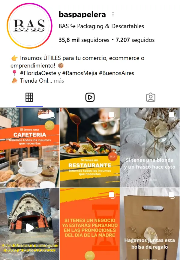 Perfil de Instagram de BAS Packaging