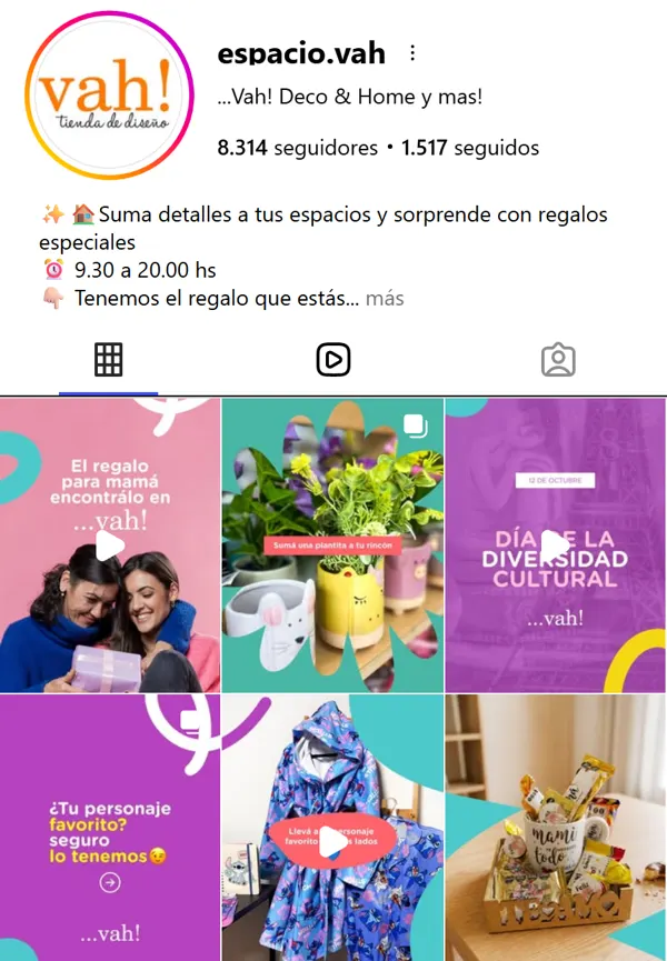 Perfil de Instagram de ...Vah! Deco & Home