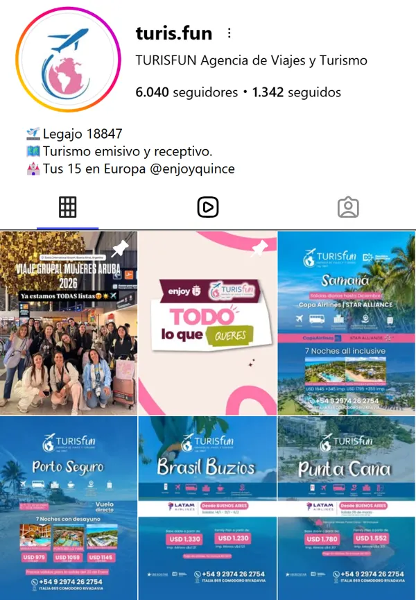 Perfil de Instagram de Turisfun