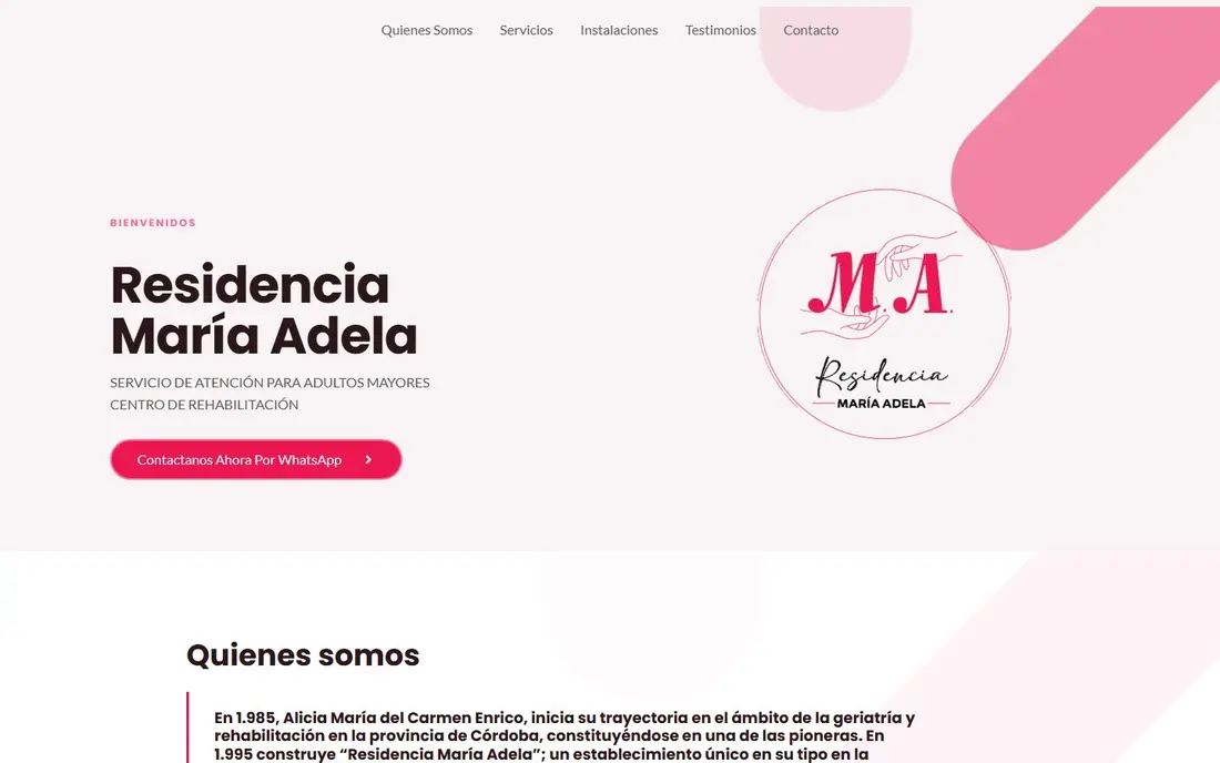 Web de Residencia María Adela diseñada por MDC